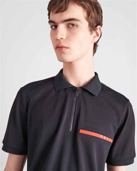 prada polo black|black Prada polo shirt.